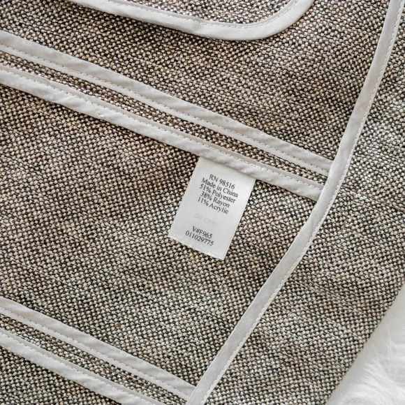 COLDWATER CREEK CROPPED BLAZER SZ 12 METALLIC THREAD GOLD HARDWARE 3/4 SLEEVES - Picture 11 of 11